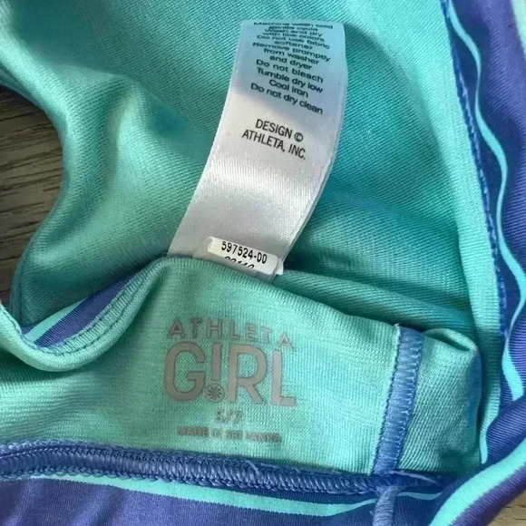 Athleta Girl Kids Blue Striped Sports Bra Top Athletic Wear Size Large 12 - Picture 3 of 4